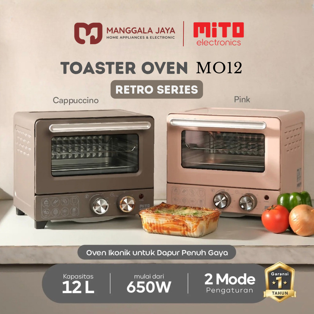 Manggala Jaya Mito Electric Oven Toaster Retro Series 12 Liter MO 12 Oven Listrik Kecil Mini