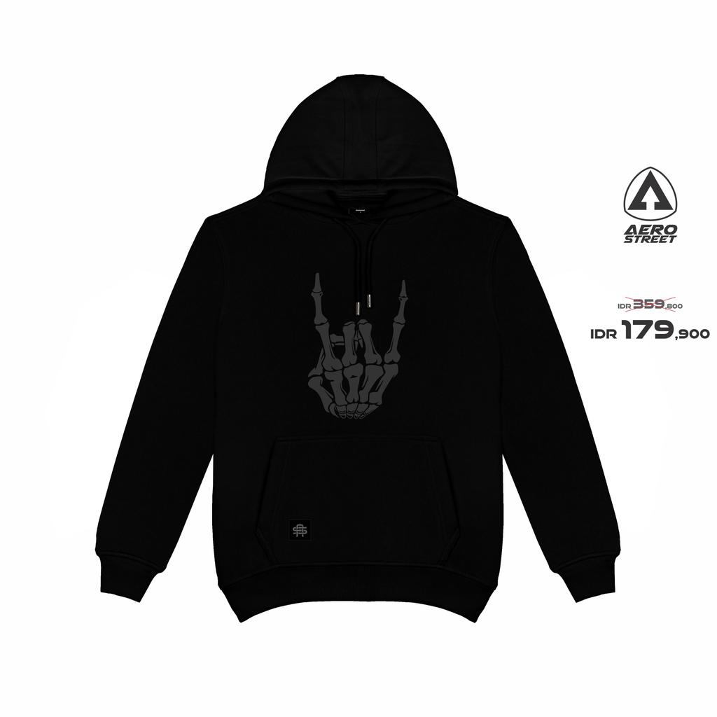 Aerostreet Heavy Bone Hoodie Pria Hitam Jaket Sweater Cowok Men Streetwear Sporty Lembut Nyaman CADA