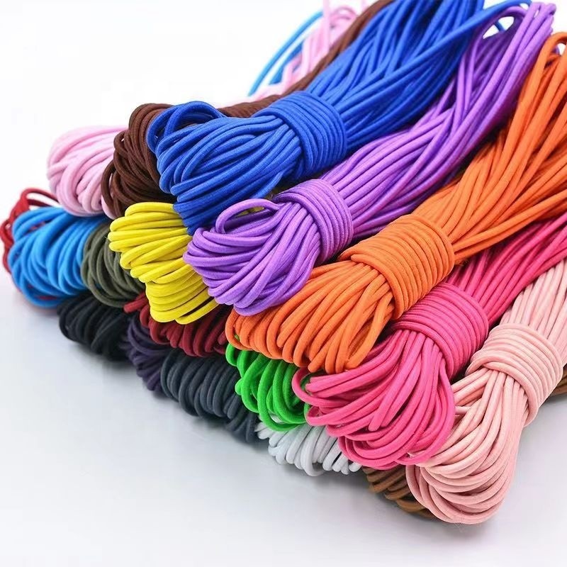 2mm Colorful Polyester Rubber Elastic String Cord Elastic Rubber Bungee Cord String
