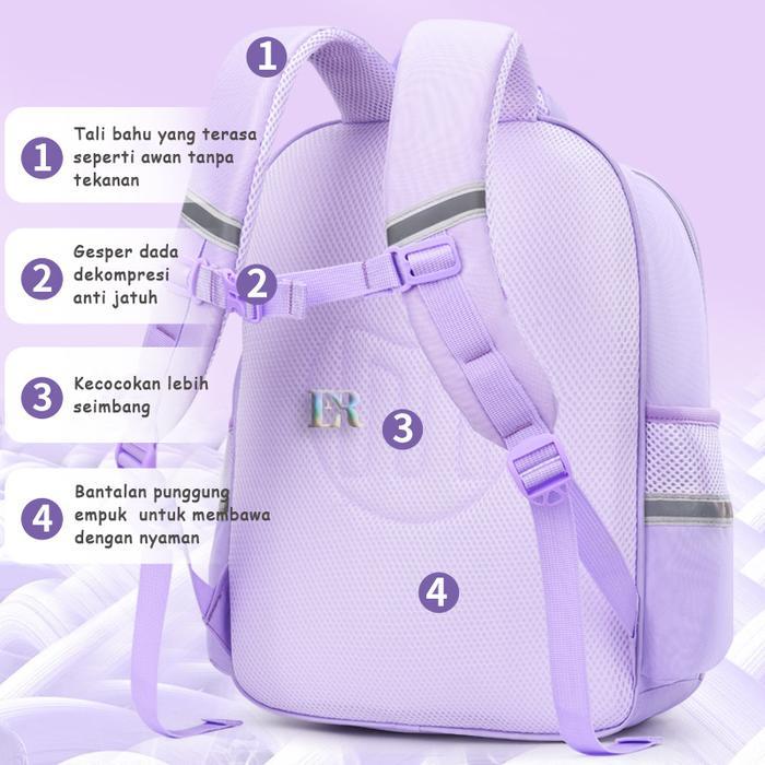 LNR Shop Tas Sekolah Ransel Gendong untuk Anak Perempuan Tema Sanrio Kuromi My Melody Playgroup TK S