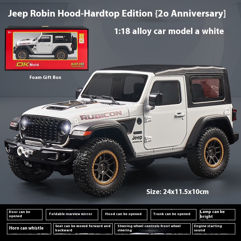 1:18 Jeep Wrangler Rubicon Alloy Metal Diecast Model Car Sound & Light Collecting Hobbies Toys Gifts