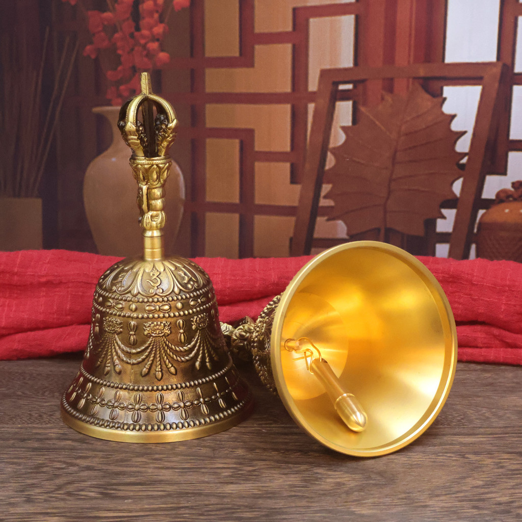 Instrumen Dharma Vajra Bel Tembaga Tebal Alat Vajra Kuningan Bel Tembaga Genggam Bel Tiga Sanghata B