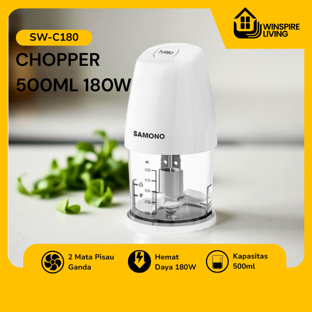 SAMONO Chopper Blender Portable Turbo 180W 500ML Food Processor Blender Bumbu Dapur Coper Daging dan