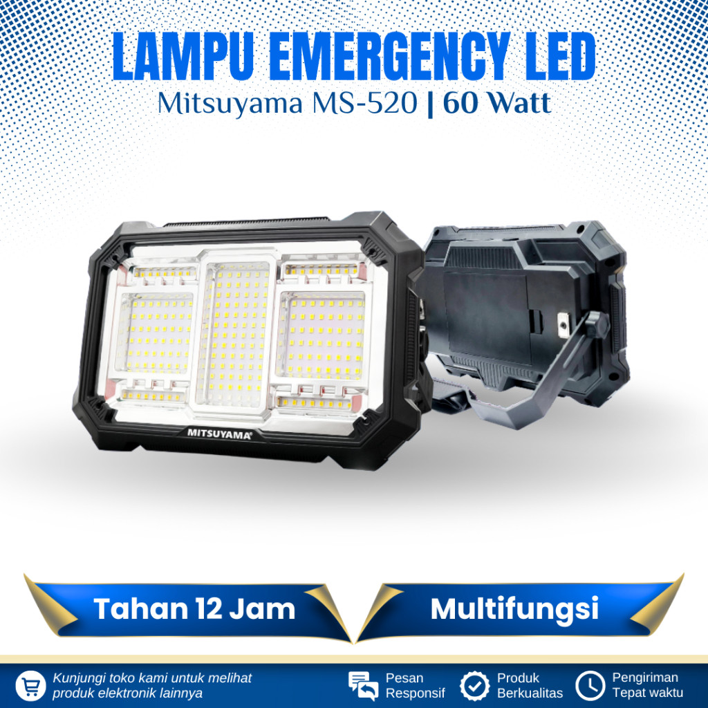 LAMPU EMERGENCY SOROT LED 60 WATT MITSUYAMA MS-520 LAMPU SOROT LED 6 MODE LAMPU DARURAT SOS DIMMER