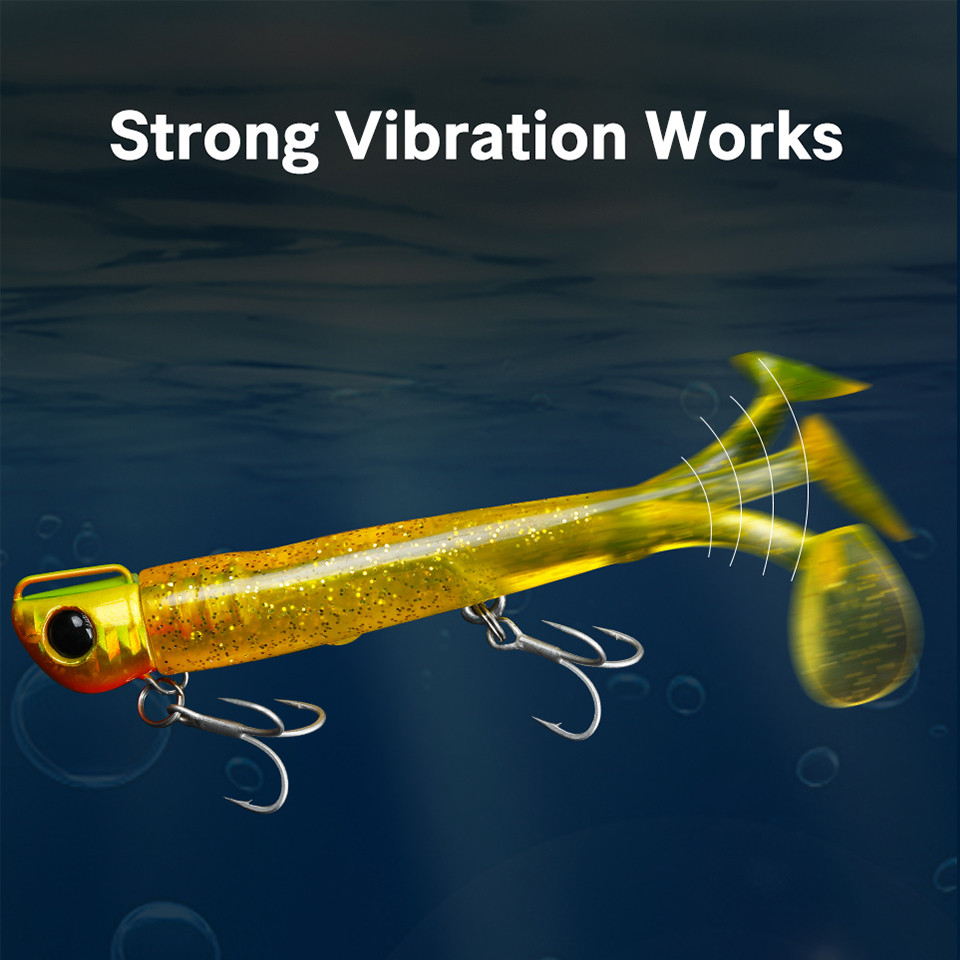 TSURINOYA Jig Head Long Casting T Tail Soft Lure Set 110mm 35g 2pcs Lure Body Seabass Flounder Saltw