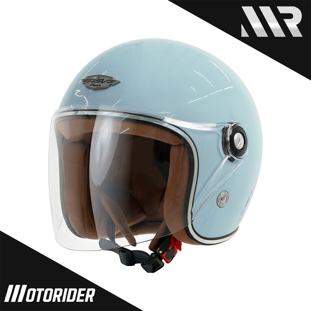 RSV SC HIJAB RETRO CLASSIC - Helm Half Face Hijab Friendly - Baby Blue