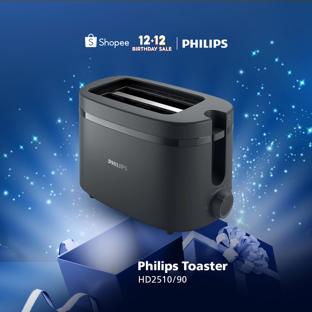 Toaster Philips HD2510/90 Hitam - Philips Pemanggang Roti Philips Toaster Pemanggang Roti Listrik Ph