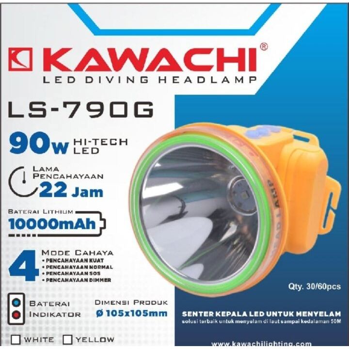 sriauliaprihatna Senter kepala selam kawachi LS 790G /90 Watt cahaya putih