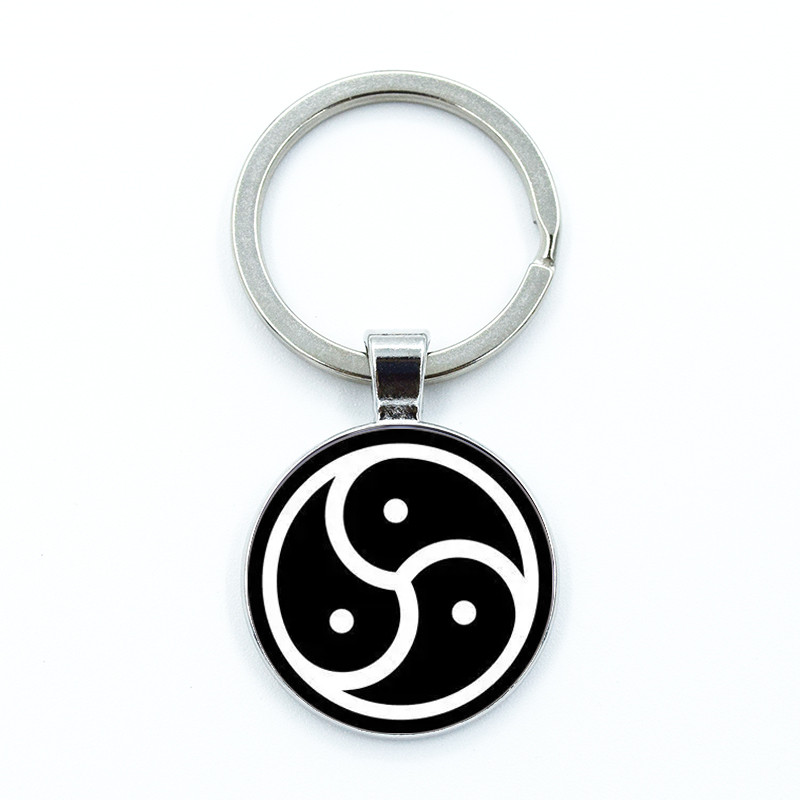 Bdsm Triskelion Symbol Keyain Glass Caboon KeyRing Bag Car Key ain Ring Holder arms Jewelry Gifts