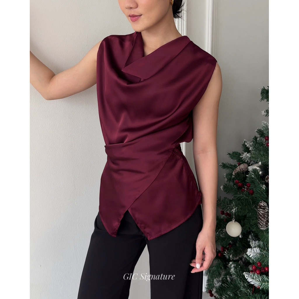 [GIC] OPHELIA TOP - atasan natal imlek wanita silk satin
