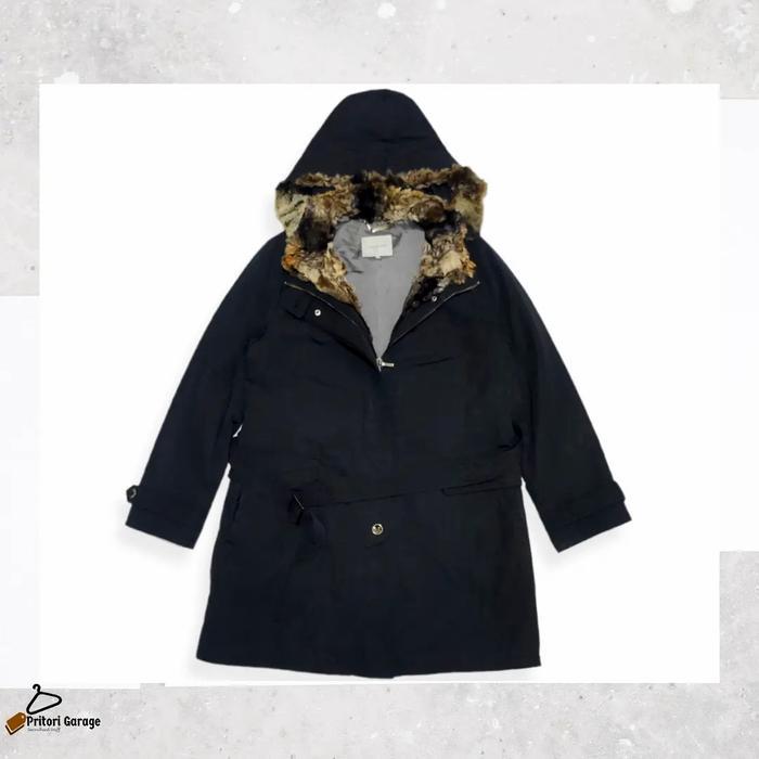Parka Coat Hoodie Inner Animal Fur Jacket Chatelaine Black Vintage