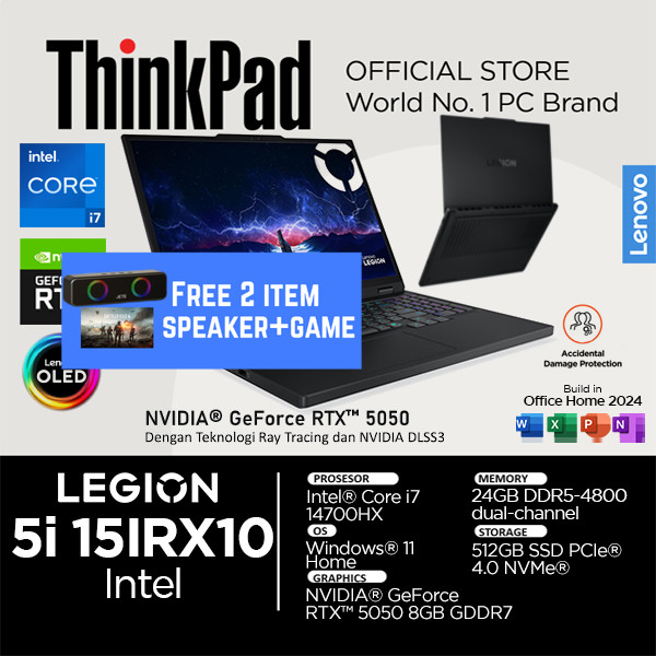Lenovo Legion 5i OLED 15IRX10 RTX 5050 Intel Core i7-14700HX 24GB 512SSD 165Hz Windows 11 Home HLID 