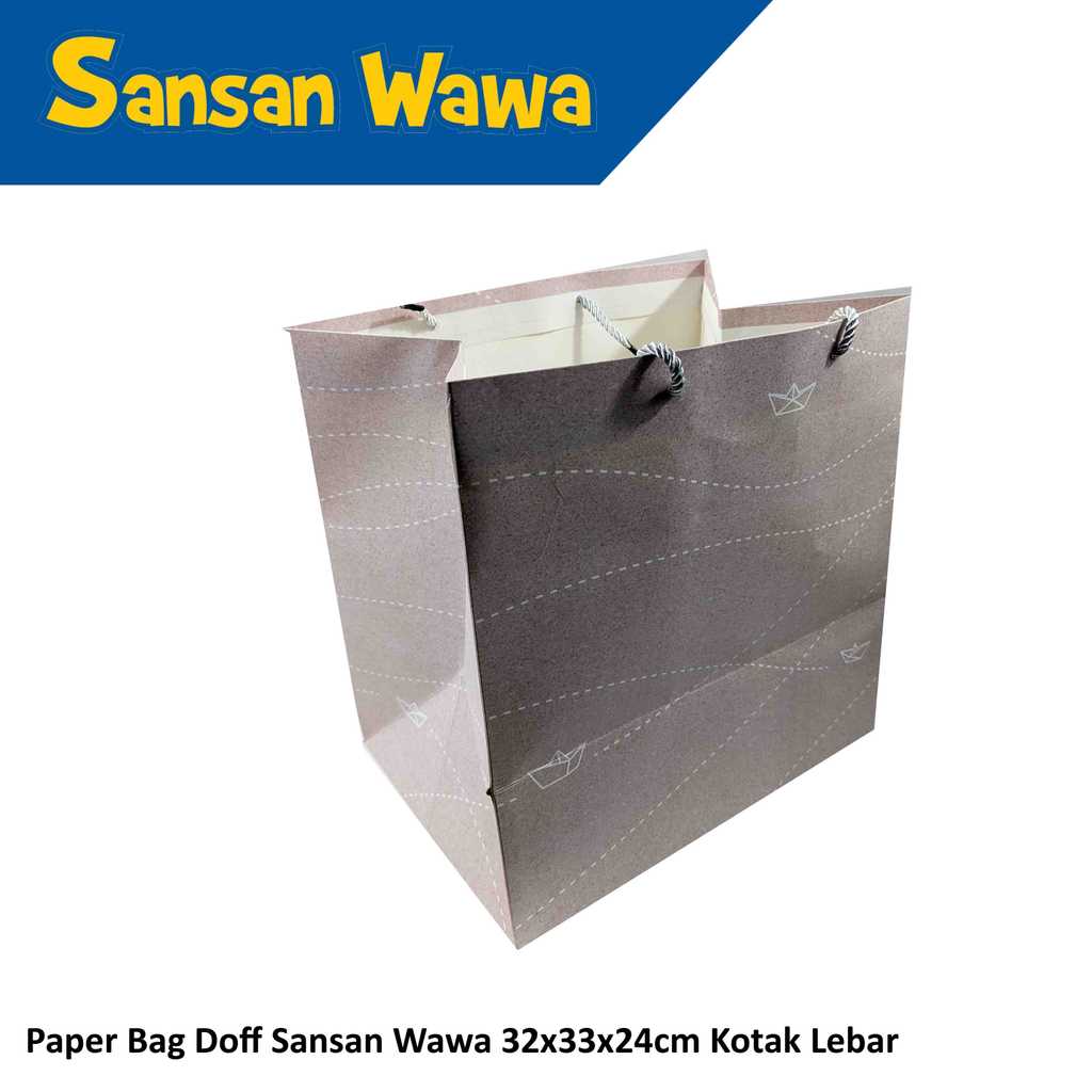 Sansan Wawa Tas Kertas Doff Paper Bag Tanggung Kotak 32x33cm Spine 24cm