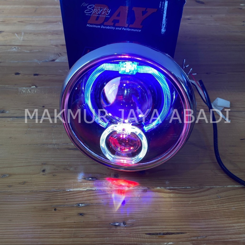 HEADLAMP NINJA SS BILED RGB 3'0 DOUBLE BULL LAMPU DEPAN NINJA SET BATOK NINJA IMPORT SPORTYDAY HITAM