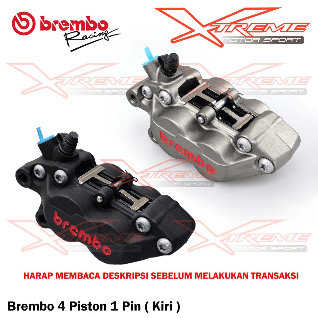 Kaliper Kiri Brembo 4 Piston 1 Pin 4P1P Gray / Black Sebelah Kiri Original Brembo Italy