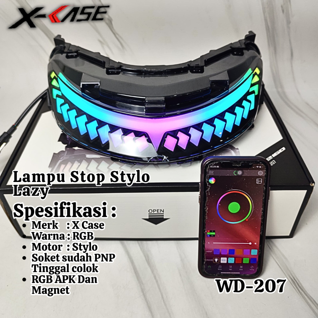 Stoplamp Stylo Lazy Lumatail RGB 200+Mode Lampu Stop Stylo Leji RGB