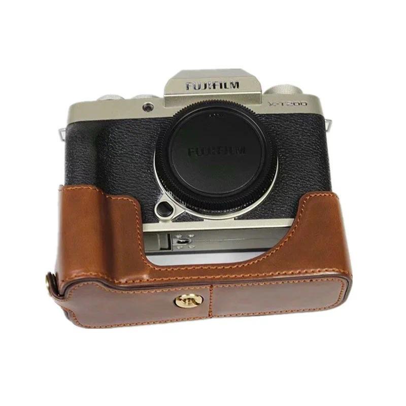 XT200 Camera Bag PU Leather Half Body Set Cover For For Fujifilm Fuji X-T200 XT200 Bottom Case With 