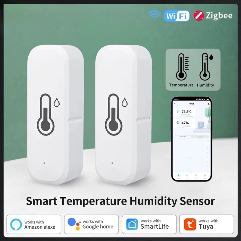 Sensor Suhu Kelembapan WiFi Tuya Smart Life Real Time Monitor Temperature Humidity Alarm Notifikasi 
