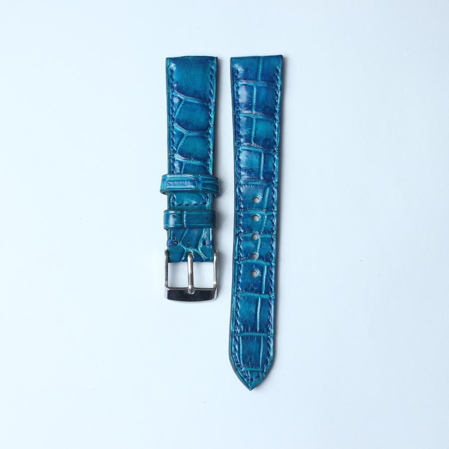 SS Strap Leather Watch Strap Crocodile Leather Young Blue Belly 18mm 20mm 22mm
