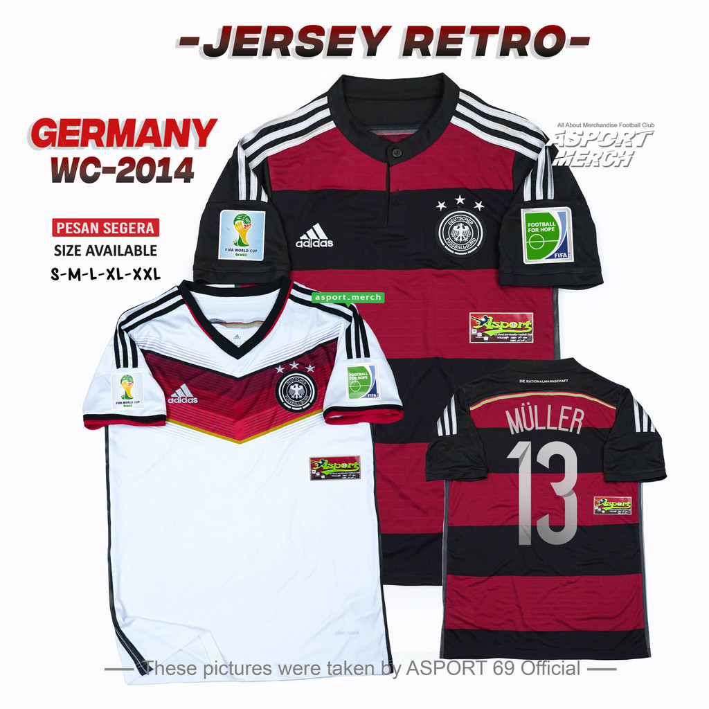 RETRO JERMAN WORLD CUP HOME AWAY 2014 GERMANY 14 RETRO