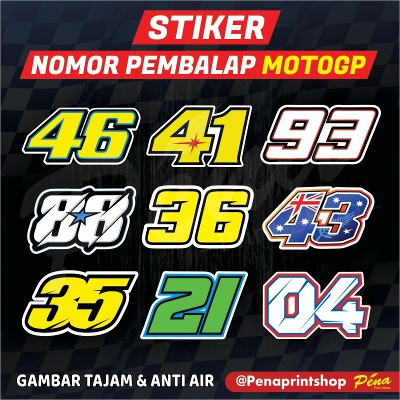 Stiker Nomor Rider Motogp Superbike / Stiker Nomor / Nomor Start Motogp