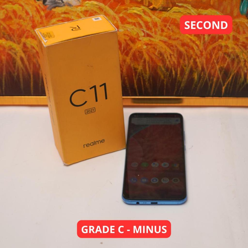 REALME C11 2021 4/64 GB GRADE C - MINUS HP SECOND ORIGINAL SINAR MUTIARA CELL