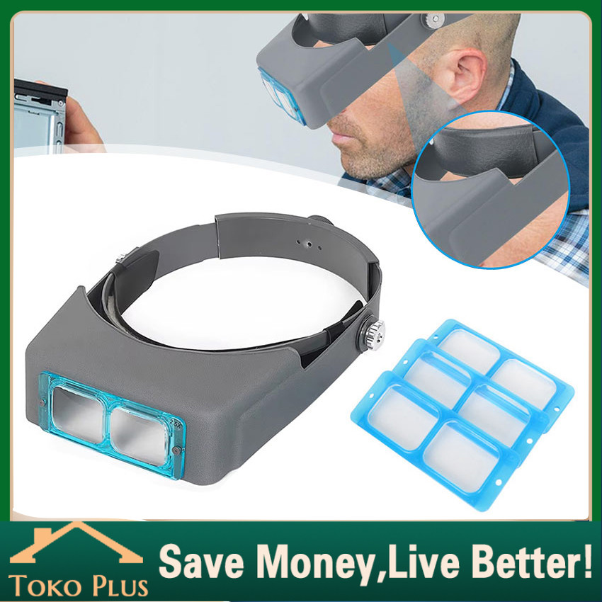 Kacamata Pembesar Lup Loupe Optivisor / Kaca Mata Servis / Lampu Reparasi / Eyelash Extension