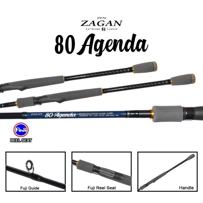 Joran / Rod Zen Zagan Joran Pancing Spinning Agenda 80 240cm Shore Plugging Game
