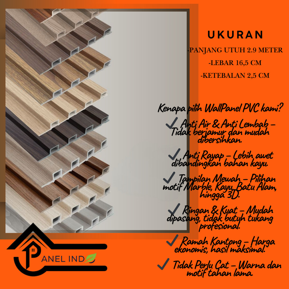 Panel Indo Wallpanel Pvc (Instant Bandung) Ukuran 1,5 Meter / Wpc Murah Berkualitas Bandung / Wall