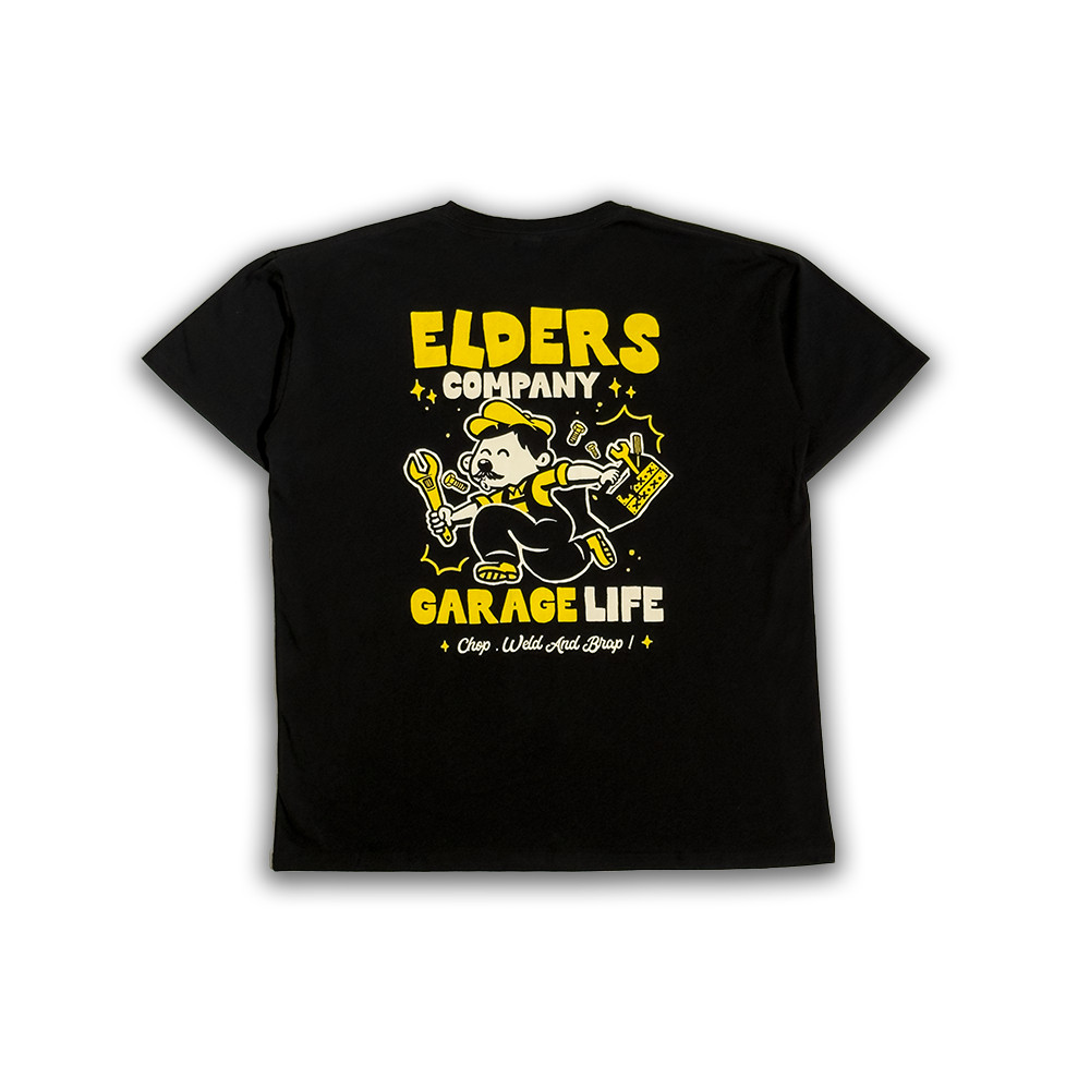(COD) Kaos Lengan Pendek "Elders Company -Garage Life " Black