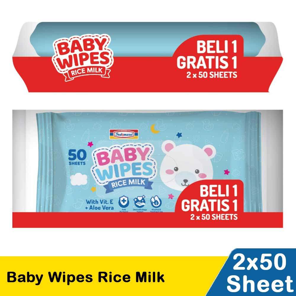 INDOMARET BABY WIPES RICE MILK 2x50s