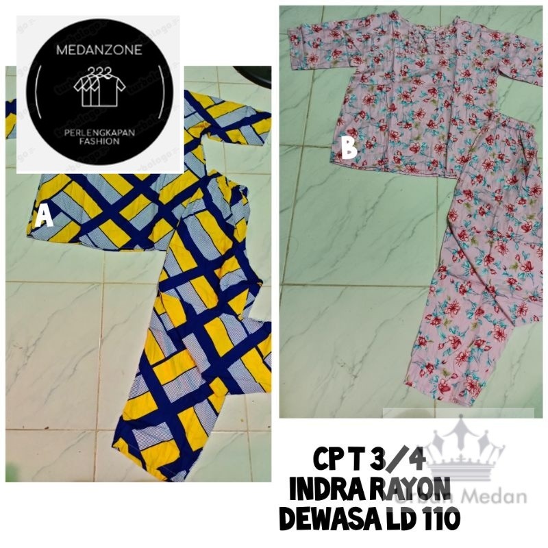 Batik Indra dewasa, tangan sesiku celana panjang