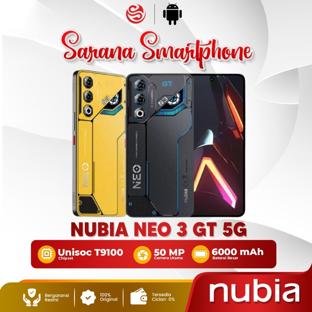 Nubia Neo 3 GT 5G RAM 20 GB [8 +12 GB] / 256 GB HP Gaming Android Terbaru 2025 Garansi Resmi