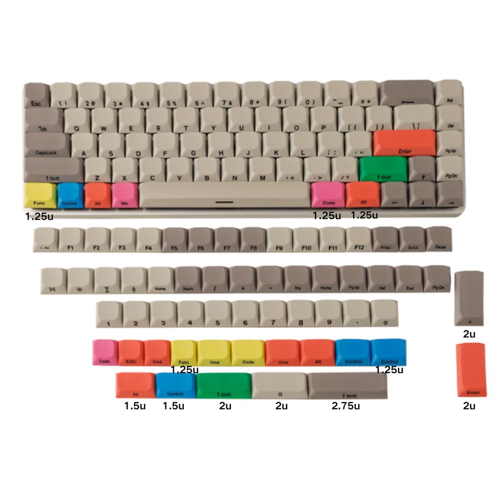 YMDK 127 Ultra-thin Thin MX PBT Keycap Side Printing Dye for Nuphy 61/64/75/87/96/104 Mechanical Key