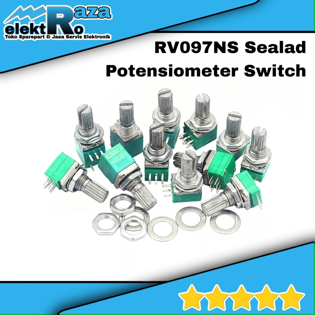 RV097NS Sealed Potensiometer Mono Potensio meter Switch Saklar 5 Pin Potensio Saklar