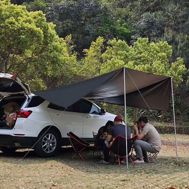 Camping Car Rear Shelter Tent Car side Awning Black Coating Tarp 2×3 2×4 Outdoor Waterproof Car Awni