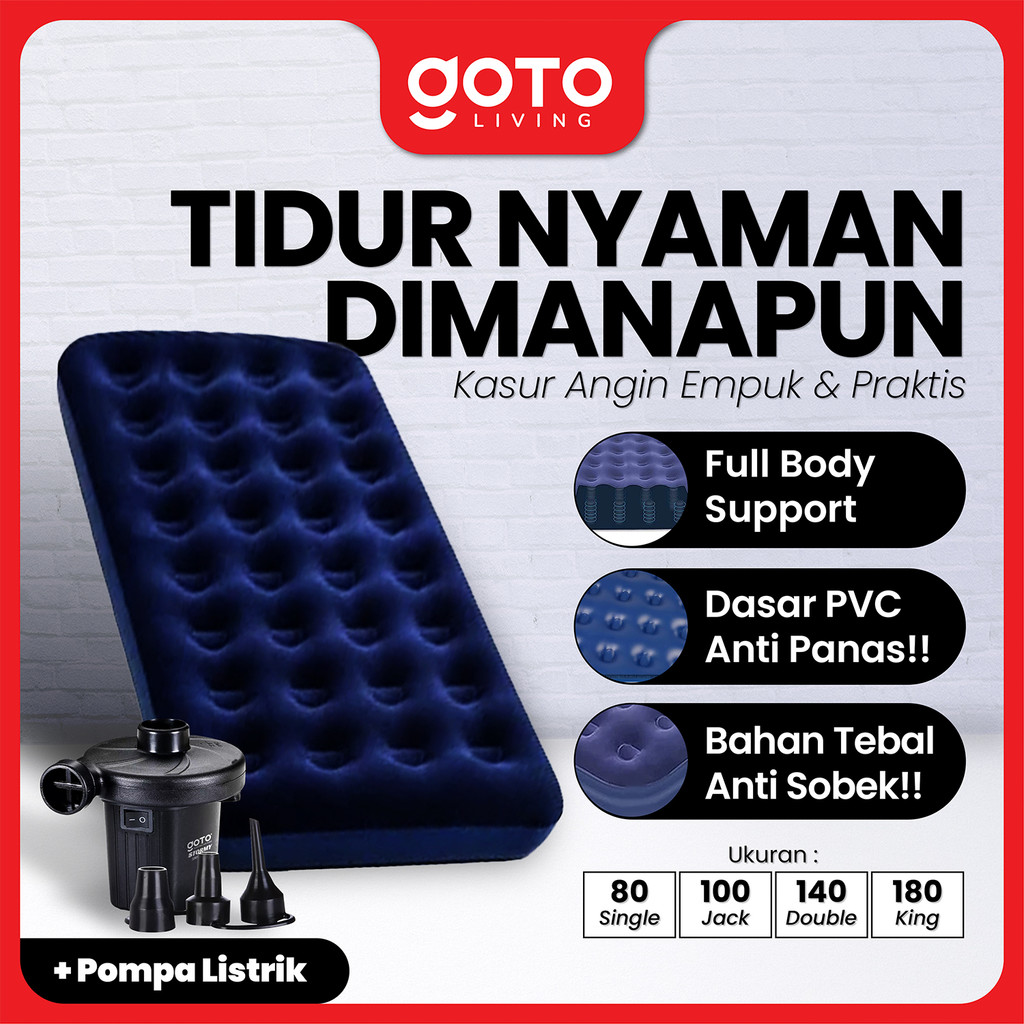 Goto Sleefy Pompa Udara Portabel untuk Ban Mobil, Sepeda, dan Pelampung - Hitam