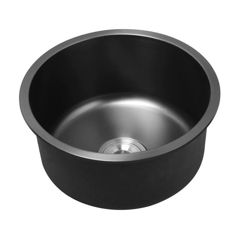 Kitchen Island Sink, Black Mini Nano Small Round Single Slot 304 Balcony Stainless Steel Bar Sink Ki