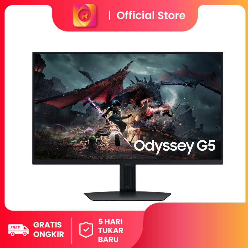 SAMSUNG GAMING MONITOR 27" Odyssey G5 G50D QHD 180Hz Gaming Monitor