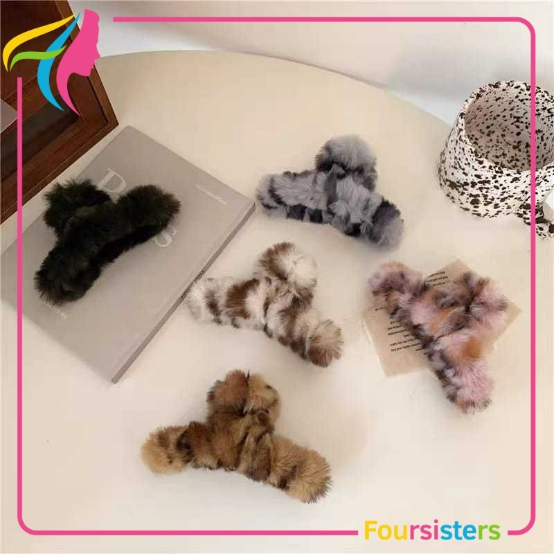 [FS] Jedai Bulu Leopard Jepitan Rambut Model Bulu Motif Macan Jepit Jedai Rambut Salon Korea Bulu Pr