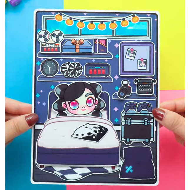 Laminasi Glossy Toca Life World quiet book Toca Boca Avatar black and pink toca boca Sudah Digunting