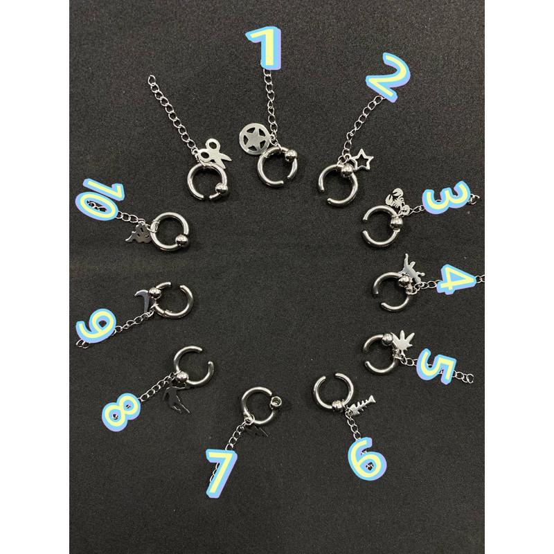 ANTING TITANIUM HOOP MODEL KOREA RANTAI JEPIT TANPA  TINDIK PRIA WANITA harga 1biji/1kuping