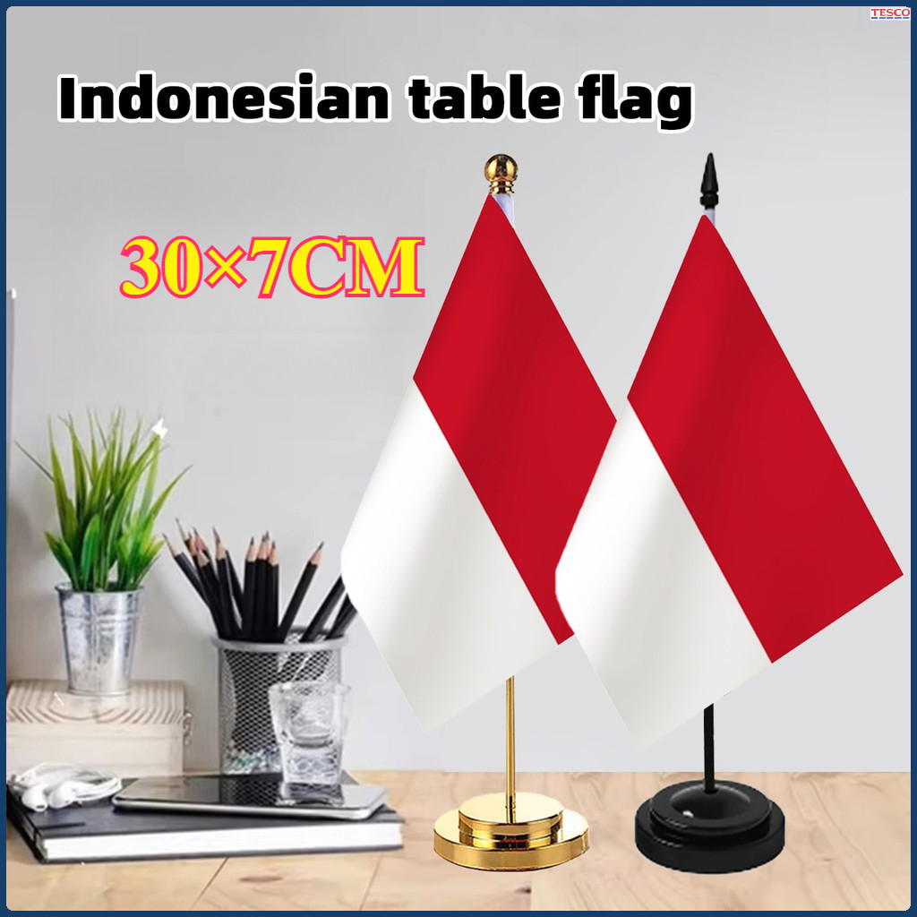 Bendera Meja Merah Putih Stand Emas Bendera Kecil Indonesia Hiasan Meja Kasir