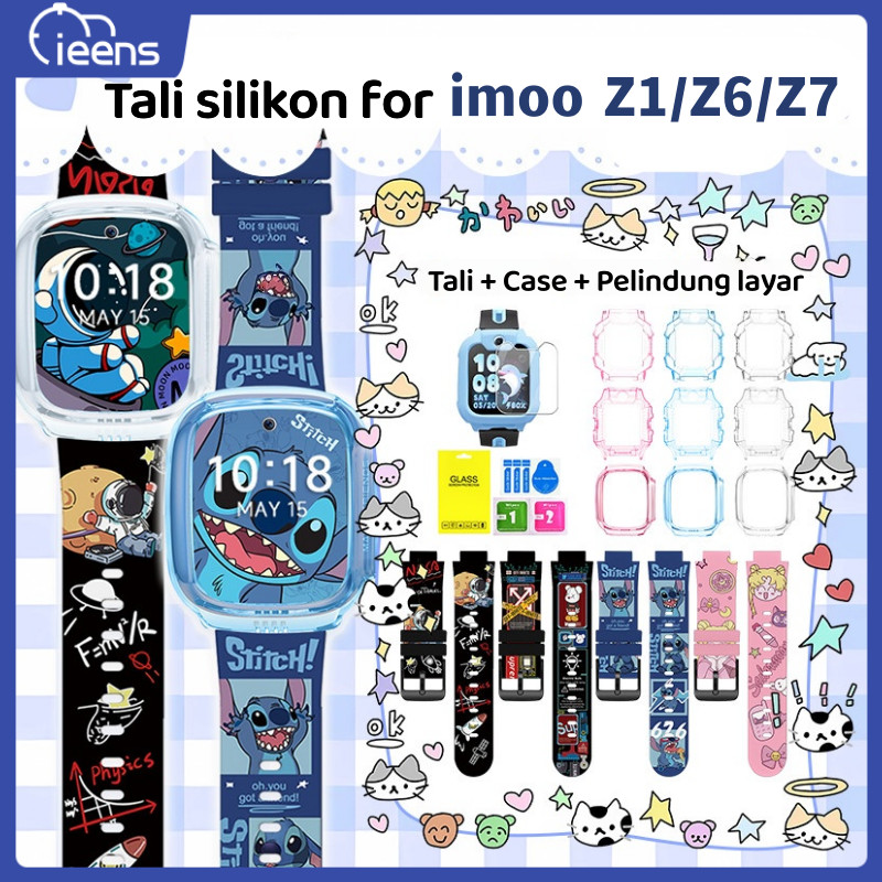 Tali jam silikon imoo  Z1, Z6, Z7 Paket - Tali + casing + pelindung layar kompatibel dengan tali jam