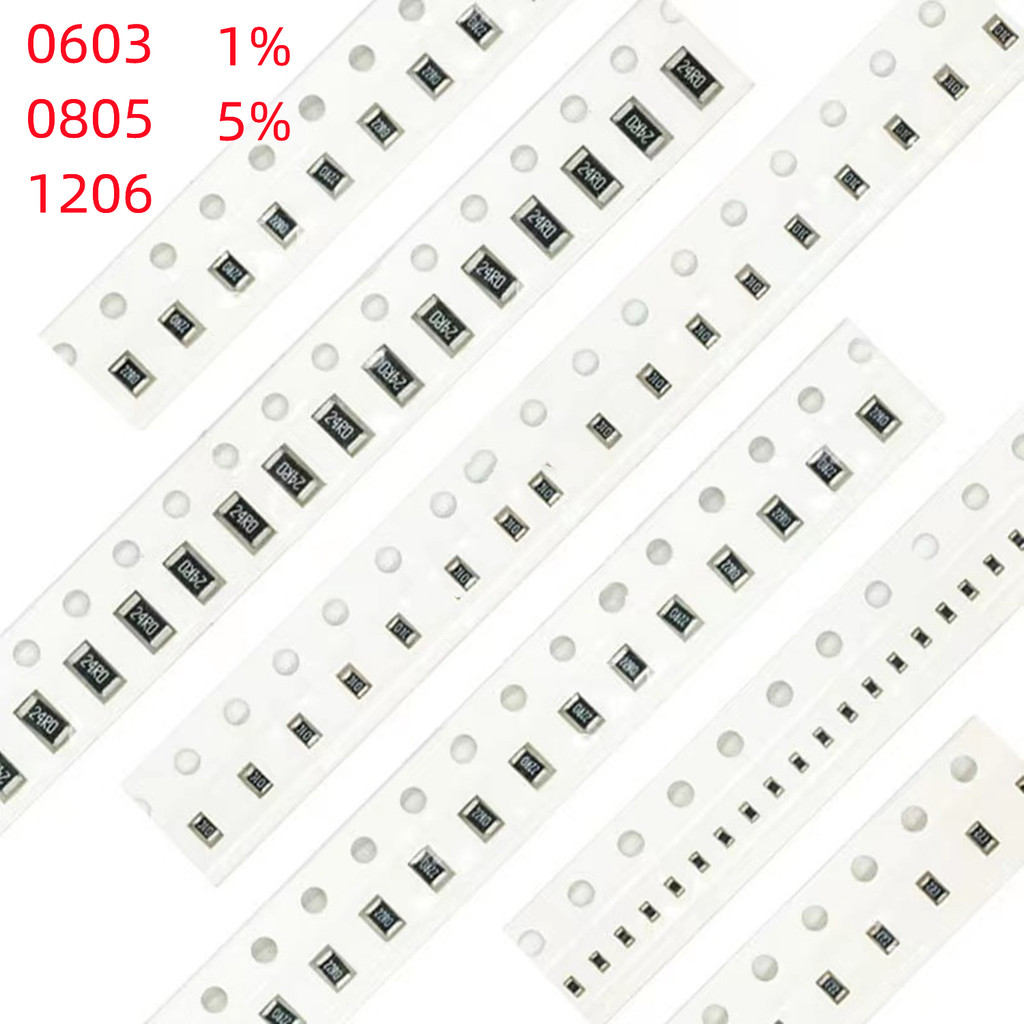 B 100 Pcs 1% 0603 0805 1206 SMD Resistor 0R~10M 1/4W 82 150 22 330 Ohm 1.8K 2K 2.2K 2.4K 2.7K 3K 3.3
