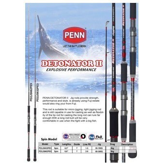 Joran Jigging Spinning PENN DETONATOR II 632 PE 1-3 / 662 PE 2-5 - 632 PE 1-3 - 632 PE 1-3