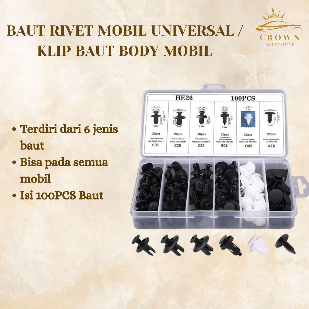 Baut Rivet Mobil Universal/ Klip Bumper Baut Body Plastik Mobil