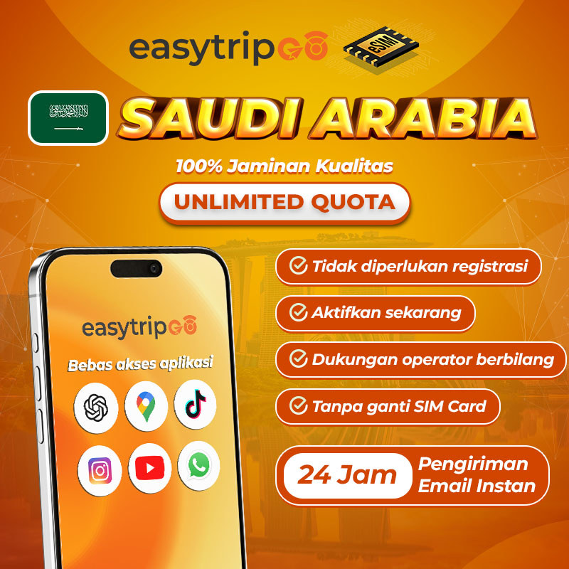 Easytripgo eSIM Umroh Saudi Arabia Unlimited Kuota Data Internet | eSIM Umroh Arab Saudi Quota Extra