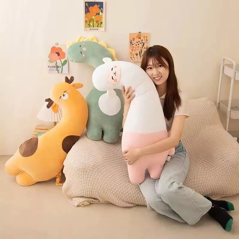 GEANT9D Boneka Guling Domba Alpaca Jerapah Dino bahan plush 55cm Cocok Buat Kado| Boneka Bantal Guli