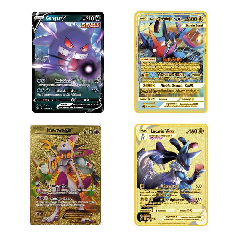 arizard Metal Pokemon Cards Letters Golden Iron Lucario Kawaii Rayquaza Pokémon GX Vmax EX ristmas i